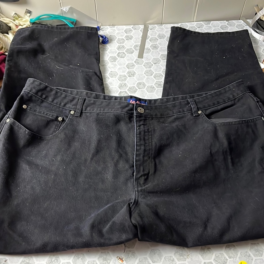 LA Blues Sz 28W Black Denim Jeans Capri Pant